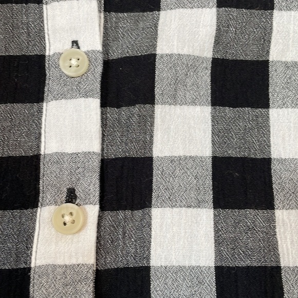 Madewell Top Short Sleeve Button-down XS Black and White Check - Picture 7 of 11